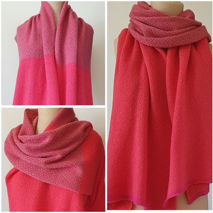 Long pink and orange cashmere mix scarf.